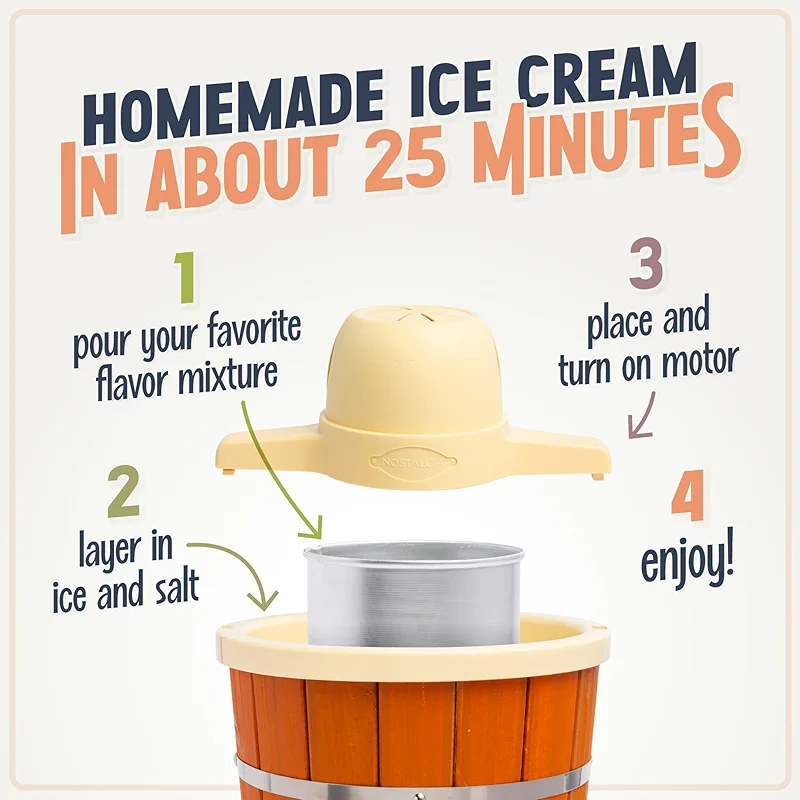 Nostalgia Electric Ice Cream Maker With 4 Qt Capacity- Old Fashioned Ice