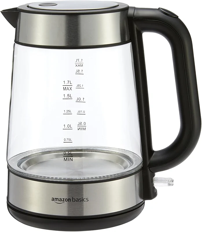 Amazon Basics Electric Kettle with Glass Carafe for Tea and Coffee — image 1