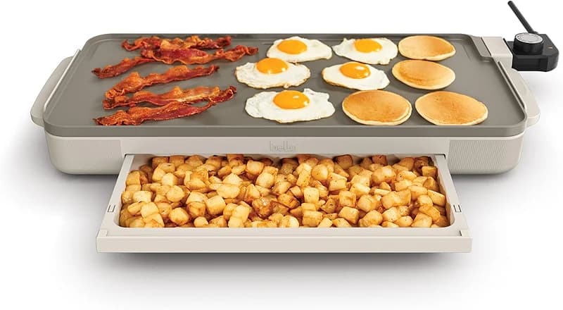 bella 10" x 20" Electric Griddle with Warming Tray — image 8