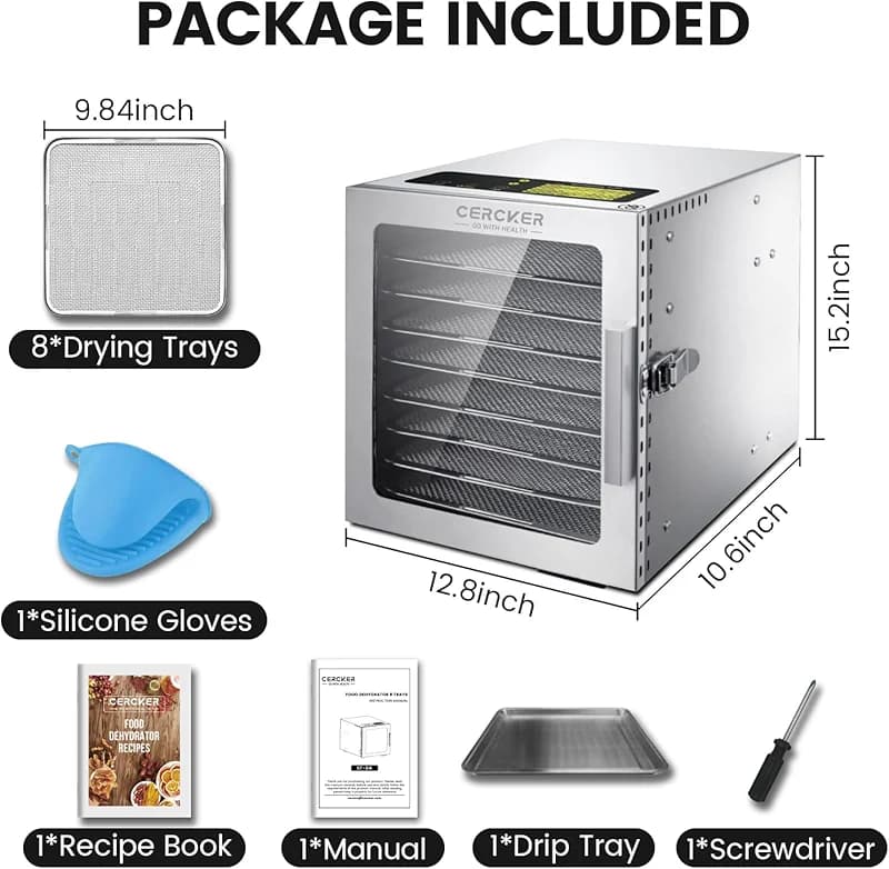Cercker Food-Dehydrator Machine 8 Stainless Steel Trays — image 1