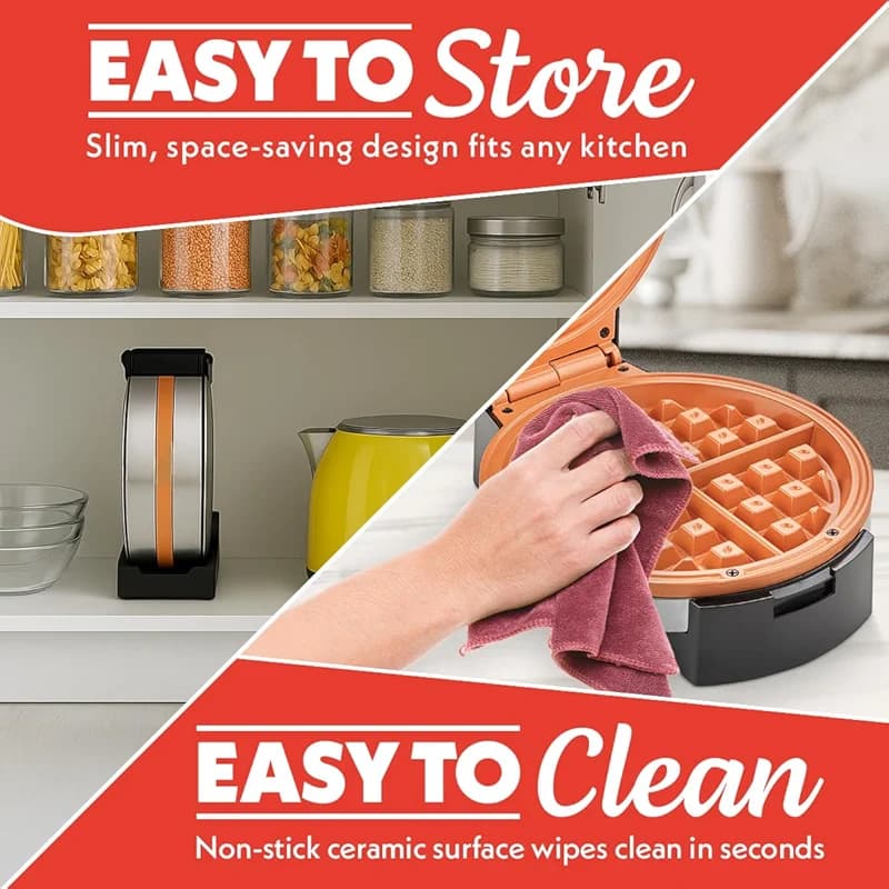 Gourmia Belgian Waffle Maker – Compact Design with Upright Storage — image 5