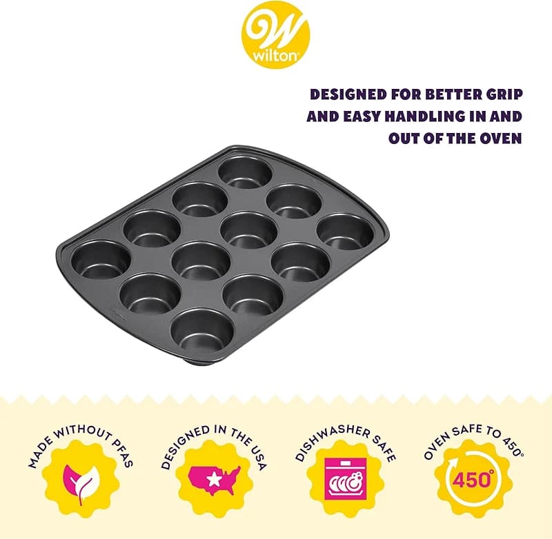 Wilton Gold Non-Stick Bakeware Muffin Pan - Baking Pan for Muffins &