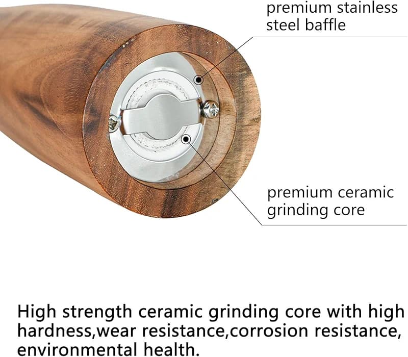 Wooden Pepper Grinder Pepper Mill with Adjustable Coarseness Pepper