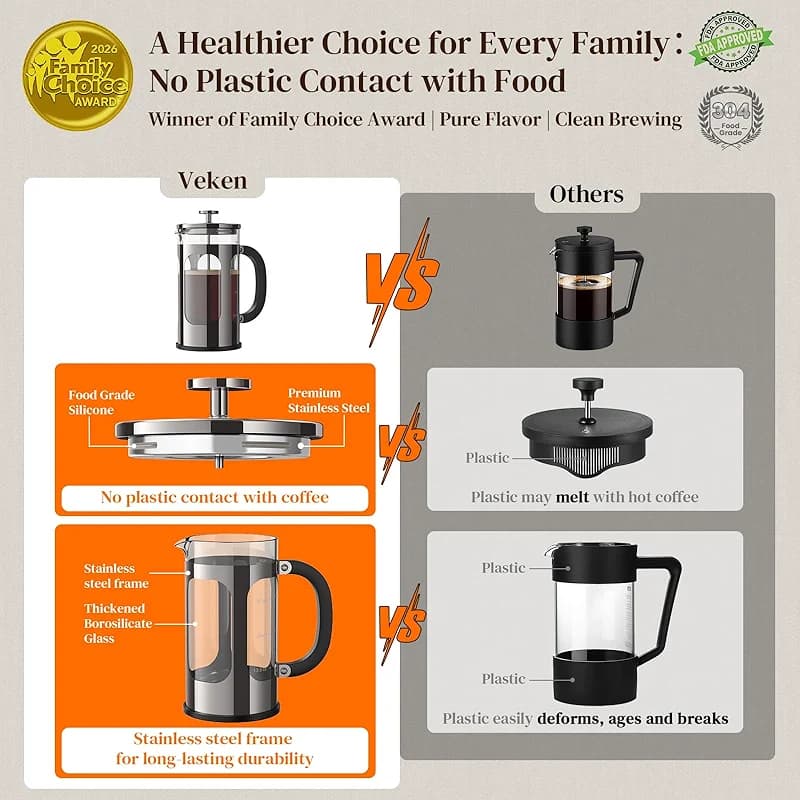 Veken French Press Coffee Maker 34oz — image 3