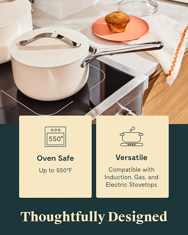 Caraway Nonstick Ceramic Sauce Pan with Lid (3 qt) - Non Toxic — image 6