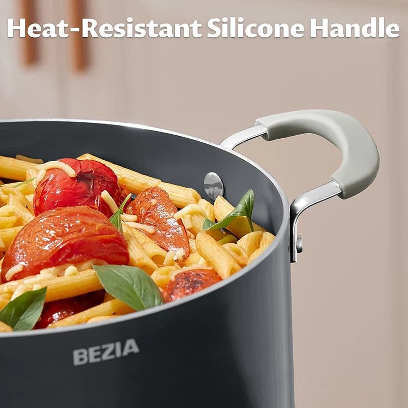8 Quart Nonstick Stock Pot with Lid - BEZIA Ceramic Large Soup Pot for — image 6
