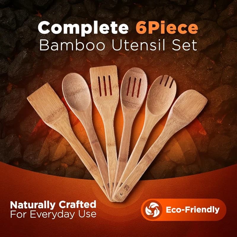 Riveira Dark Bamboo Wooden Spoons for Cooking 6-Piece — image 5