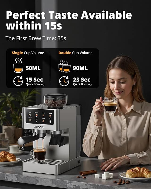 AIRMSEN Espresso Machines with Burr Grinder — image 6