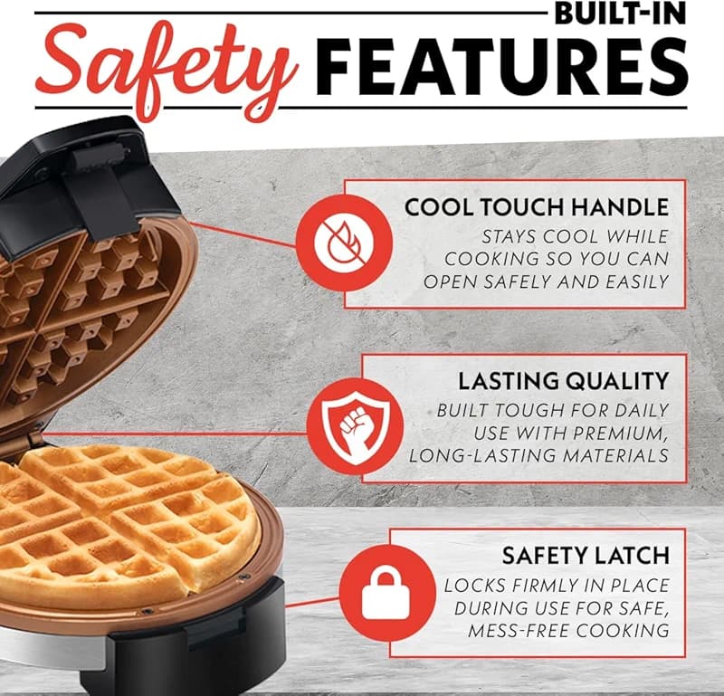 Gourmia Belgian Waffle Maker – Compact Design with Upright Storage — image 3