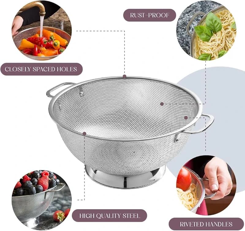 Bellemain Colander for Kitchen – 5 Qt Stainless Steel Strainer with Handle: image 3