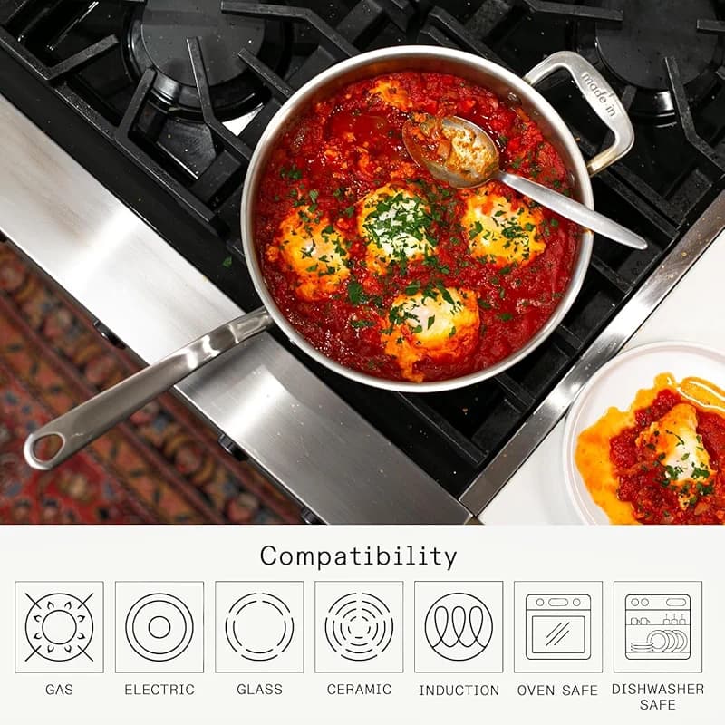 Made In Cookware | 3.5 Quart Stainless Steel Saute Pan | 5 Ply Stainless — image 4