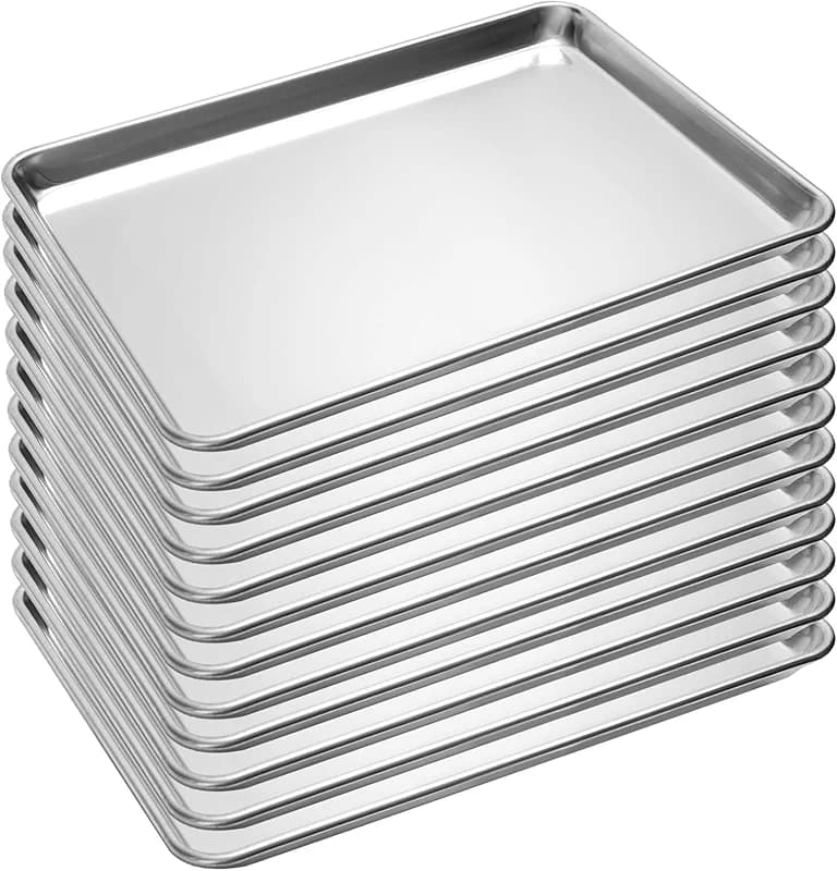 BIEAMA 12 Pack Half Size Baking Sheet Pan Aluminum Commercial Pan for Oven — image 1