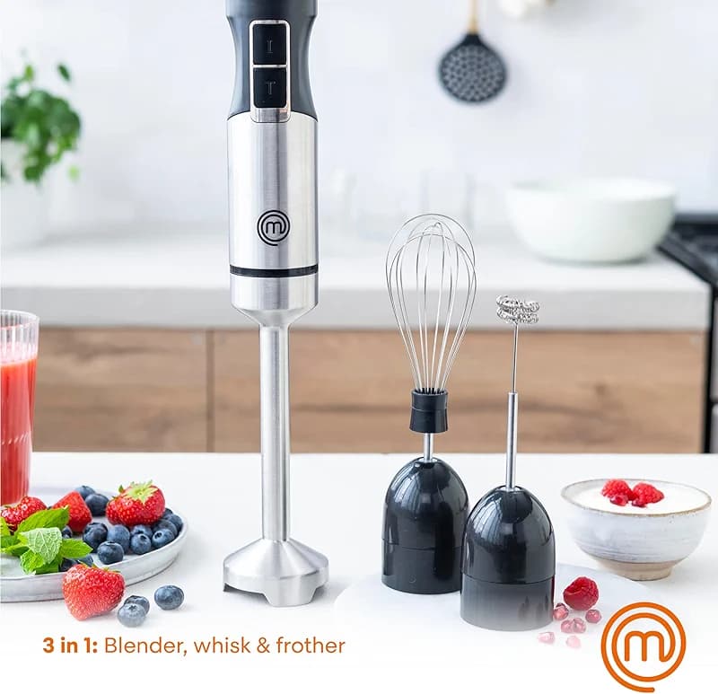 MasterChef Immersion Blender Handheld with Electric Whisk & Milk Frother