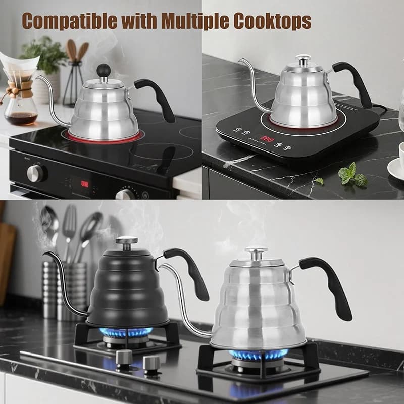 Gooseneck Kettle for Manual Drip Coffee & Tea 40oz Stainless Steel Pour — image 6