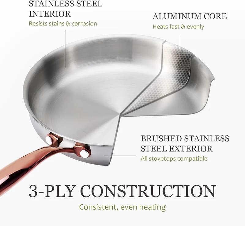CAROTE 10" Tri-Ply Stainless Steel Deep Frying Pan with Lid — image 2