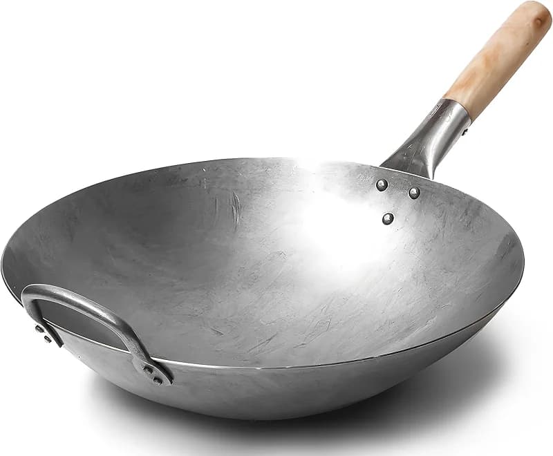 Craft Wok Traditional Hand Hammered Chinese Carbon Steel Wok with Wooden — image 1