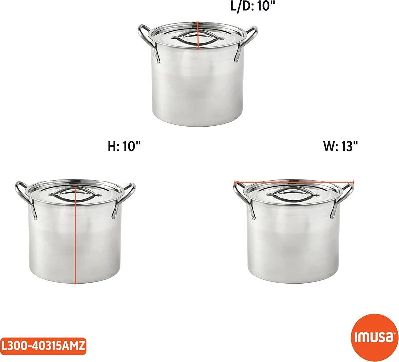 IMUSA 12 Quart Stainless Steel Stock Pot with Lid