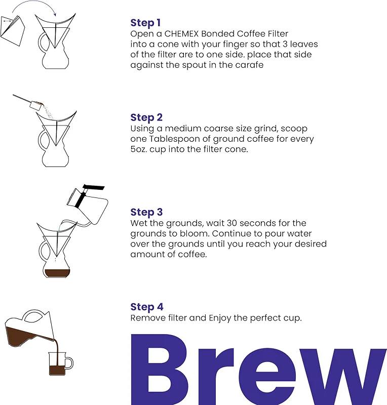 Chemex Pour-Over Glass Coffeemaker - Glass Handle Series - 8-Cup