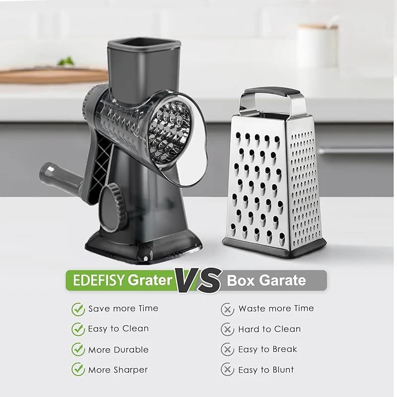 Cheese Grater Hand Crank Rotary Vegetables Shredder with Handle