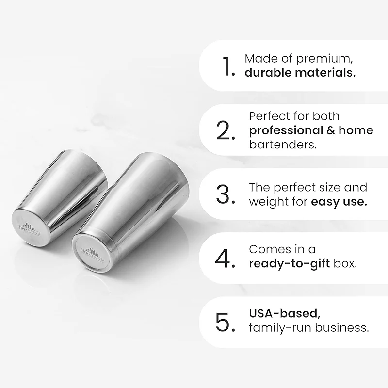 A Bar Above Professional Boston Shakers Set 18 oz Weighted and Unweighted