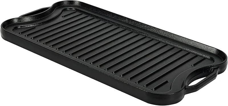 Amazon Basics Pre-Seasoned Cast Iron Reversible Rectangular Grill/Griddle — image 1