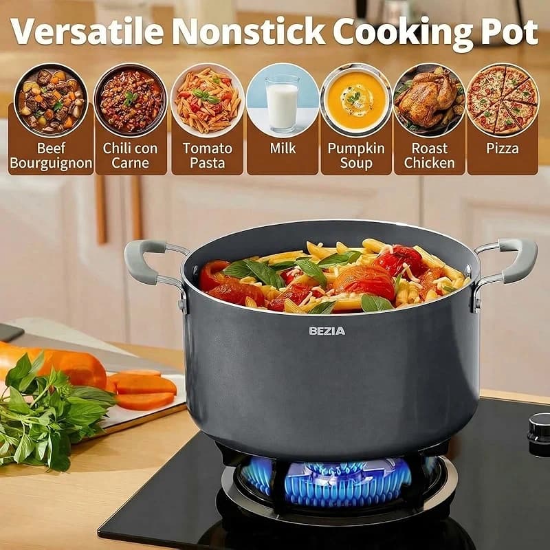 8 Quart Nonstick Stock Pot with Lid - BEZIA Ceramic Large Soup Pot for — image 8