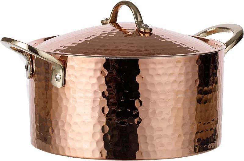 DEMMEX 1.2MM Thick Hammered Copper Soup Pot Stew Pan Casserole Dish — image 2