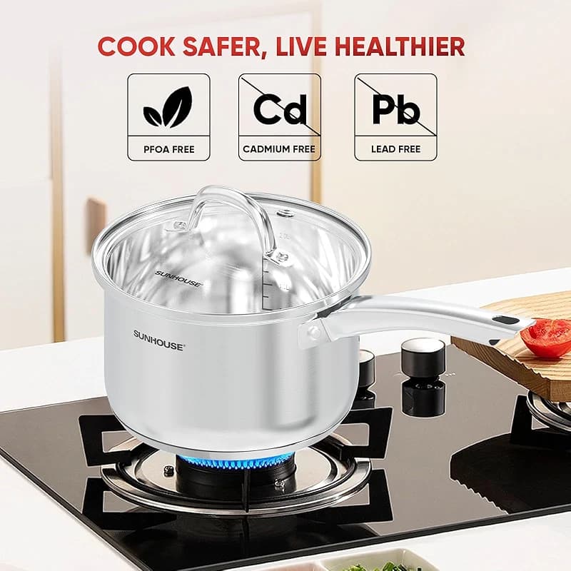 Sunhouse 3 QT Stainless Steel Sauce Pan with Lid — image 6