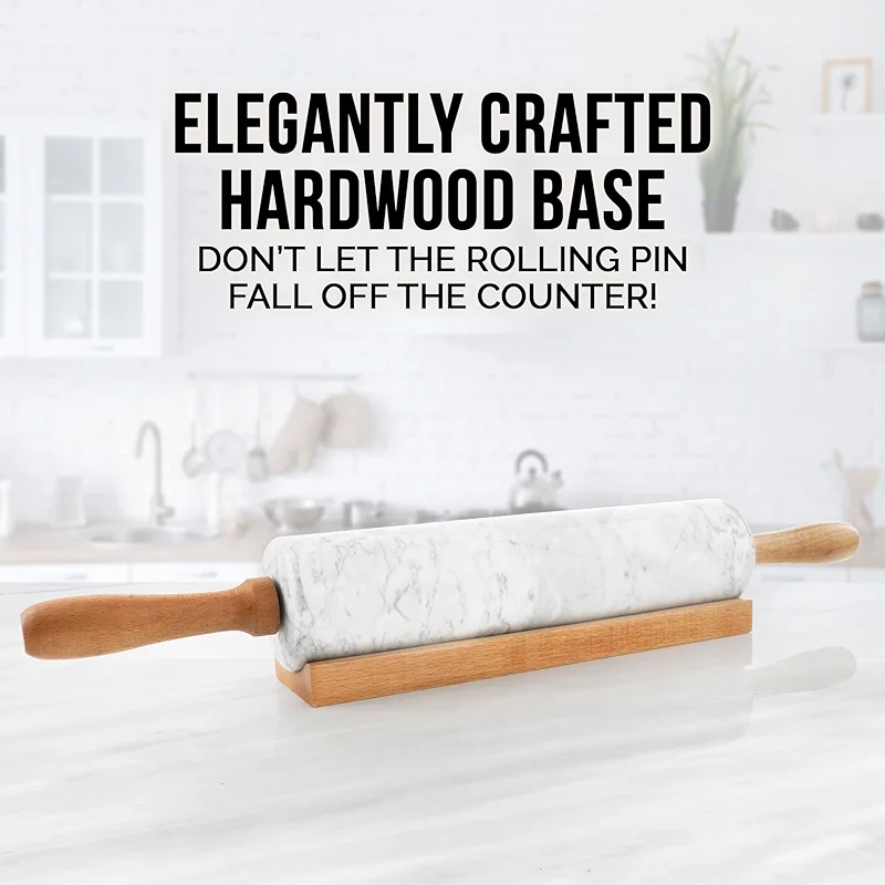 Zulay Kitchen 17-Inch Marble Rolling Pin With Stand - Polished Marble — image 2