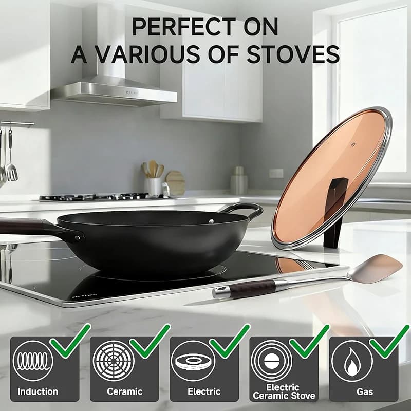 13.5" Carbon Steel Wok Pan - Pre-Seasoned Flat Bottom Woks & Stir-fry Pans — image 3