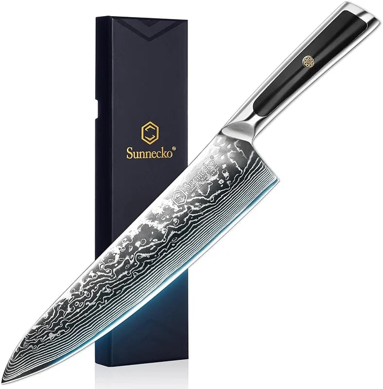 Sunnecko 8 Inch Japanese Damascus Chef Knife - Ultra Sharp 10-12 Degree — image 2