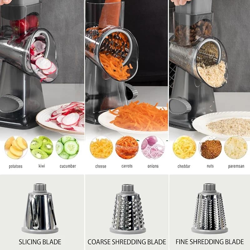 Cheese Grater Hand Crank Rotary Vegetables Shredder with Handle — image 7