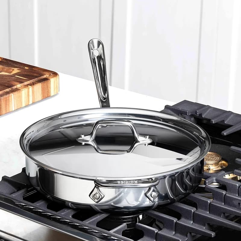 All-Clad D3® Stainless Steel 3 Quart Saute Pan Covered- Made in the USA: image 3