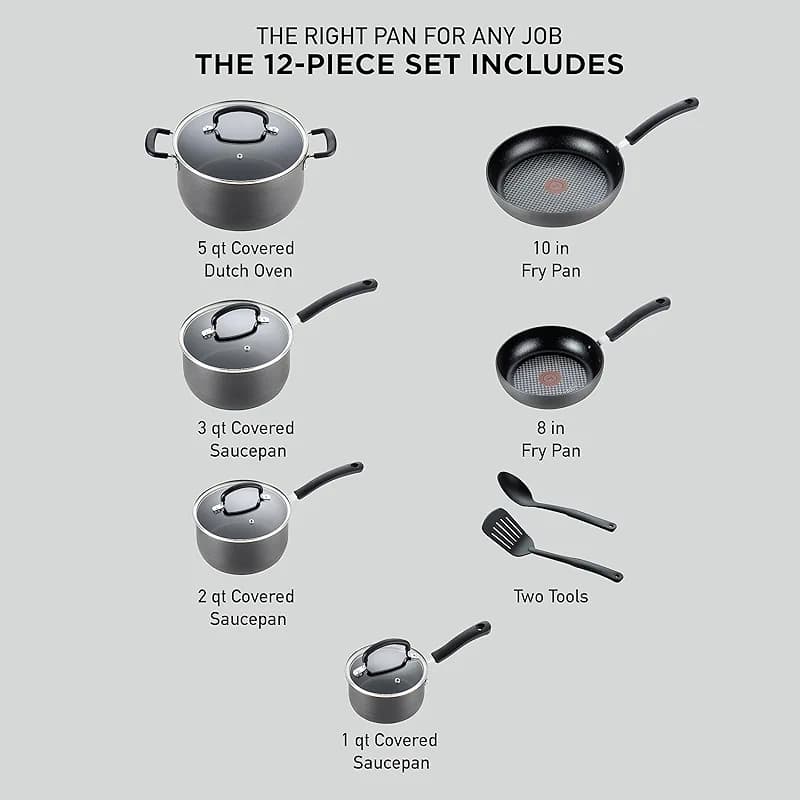 T-fal Ultimate Hard Anodized Nonstick Cookware Set 12 Piece