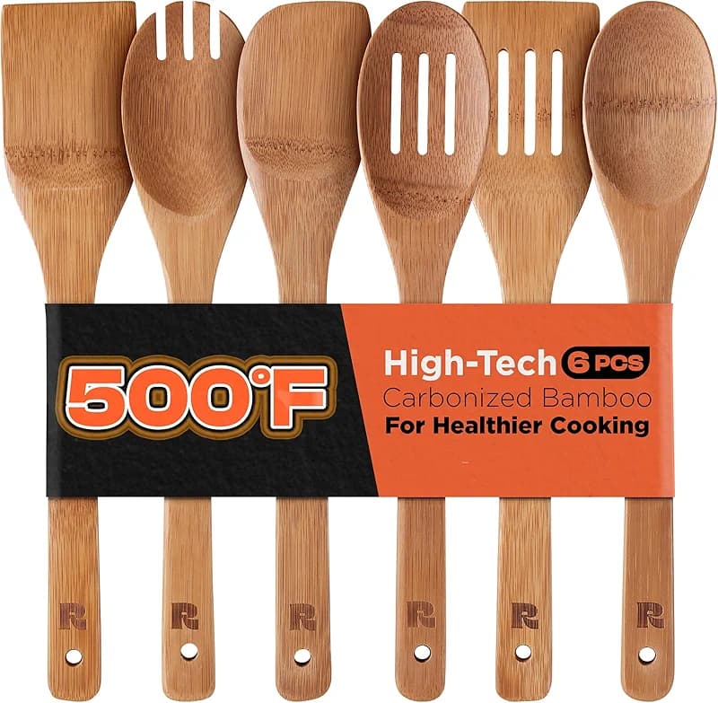 Riveira Dark Bamboo Wooden Spoons for Cooking 6-Piece — image 2