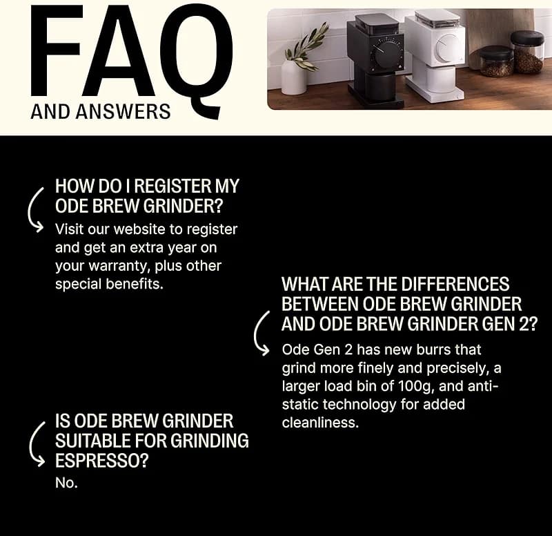 Fellow Gen 2 Ode Burr Coffee Grinder Electric with 31 Settings for Drip — image 8