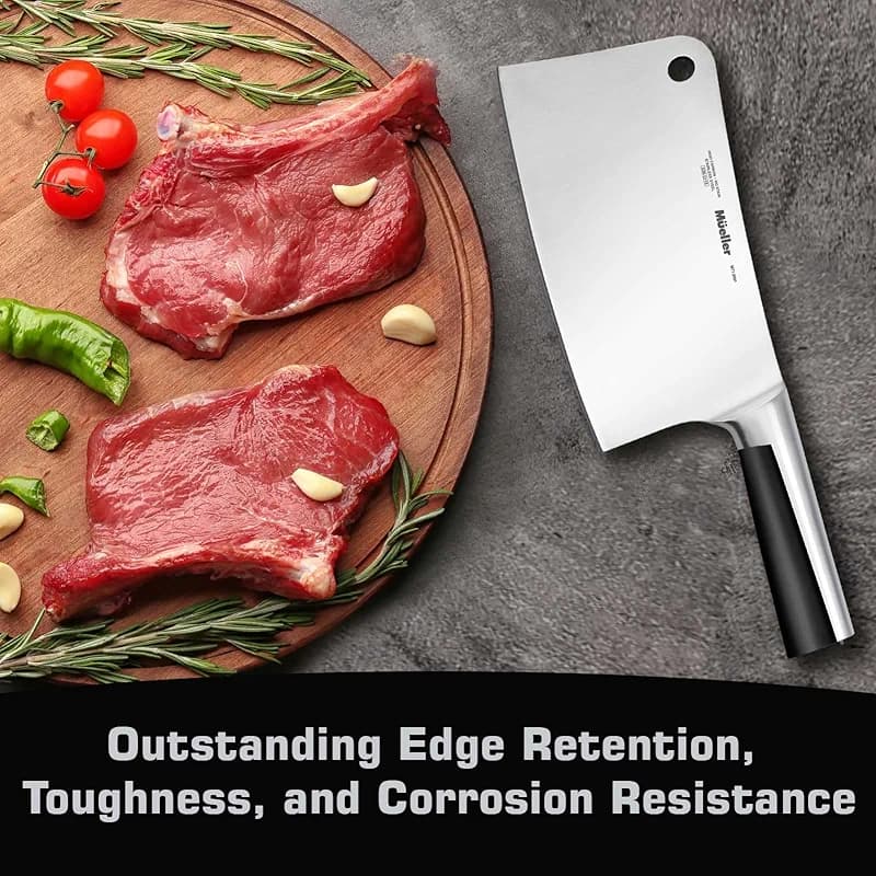 Mueller 7-Inch Meat Cleaver Butcher Knife - German High Carbon Steel — image 4