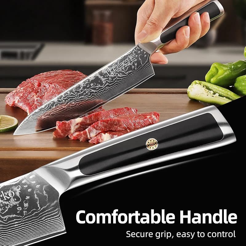 Sunnecko 8 Inch Japanese Damascus Chef Knife - Ultra Sharp 10-12 Degree — image 7