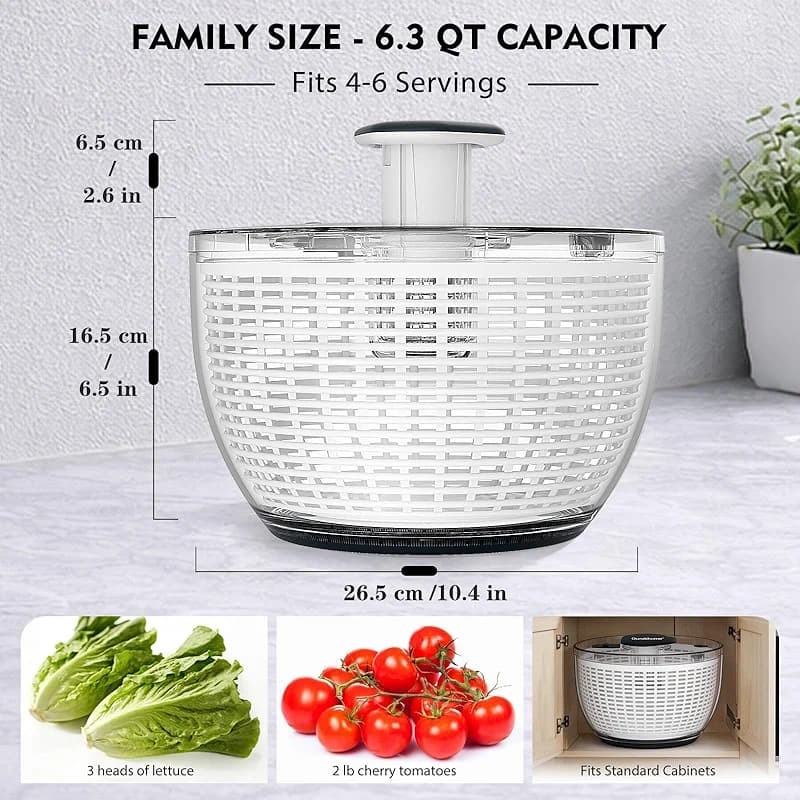 Ourokhome 6.3 QT Salad Spinner with Fully Removable Lid — image 3