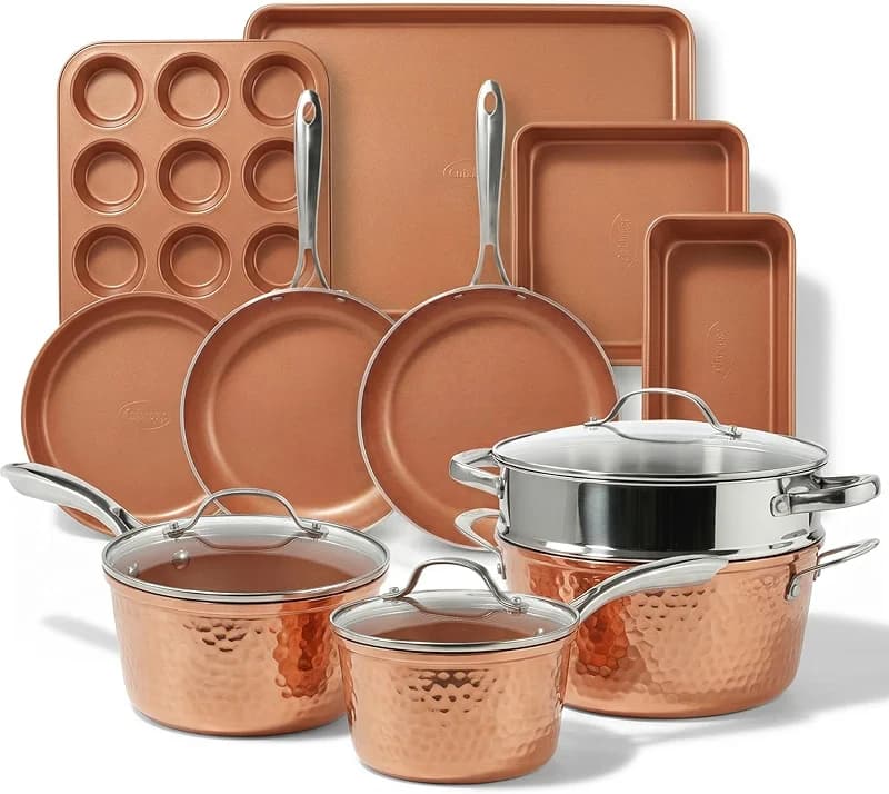 Gotham Steel Hammered 15 Pc Ceramic Cookware Set Nonstick — image 1