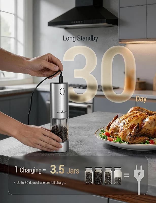 ThermoMaven Upgraded Larger Capacity Electric Salt and Pepper Grinder Set — image 7