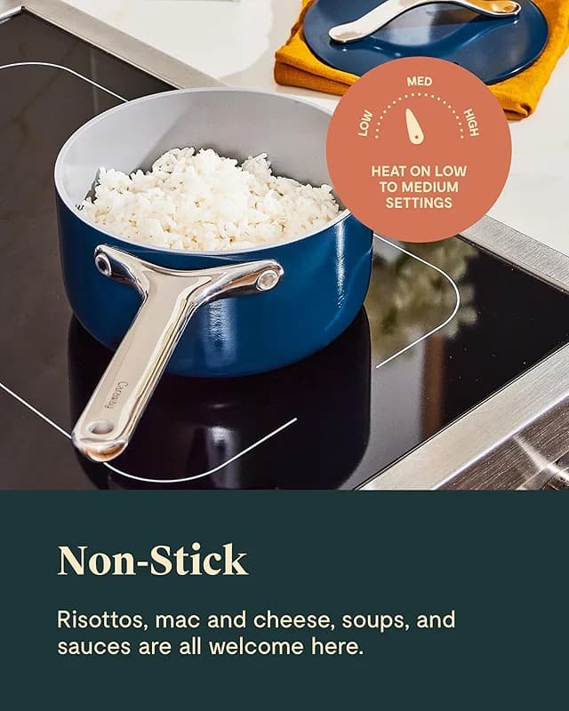 Caraway Nonstick Ceramic Sauce Pan with Lid (3 qt) - Non Toxic — image 8