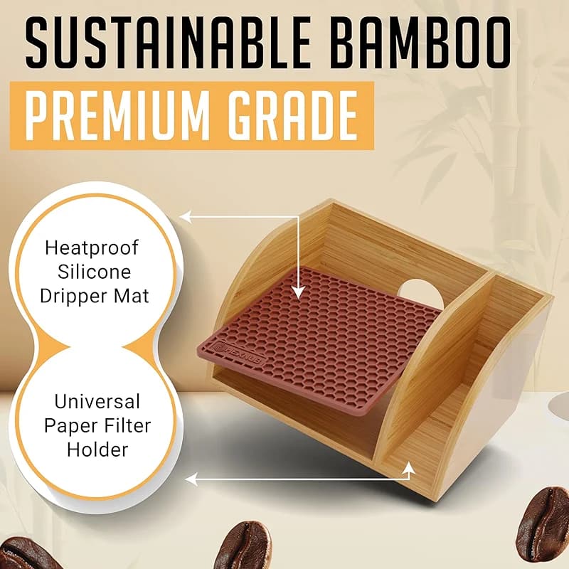 HEXNUB Bamboo Caddy for Pour Over Coffee Maker — image 2