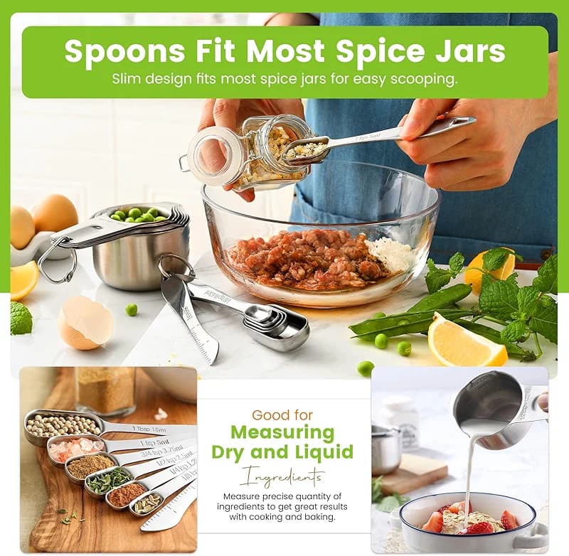 Spring Chef Stainless Steel Measuring Cups and Spoons Set of 14 with — image 7
