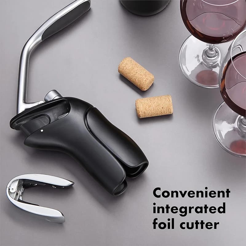 OXO Steel Vertical Lever Corkscrew with Removable Foil Cutter: image 8