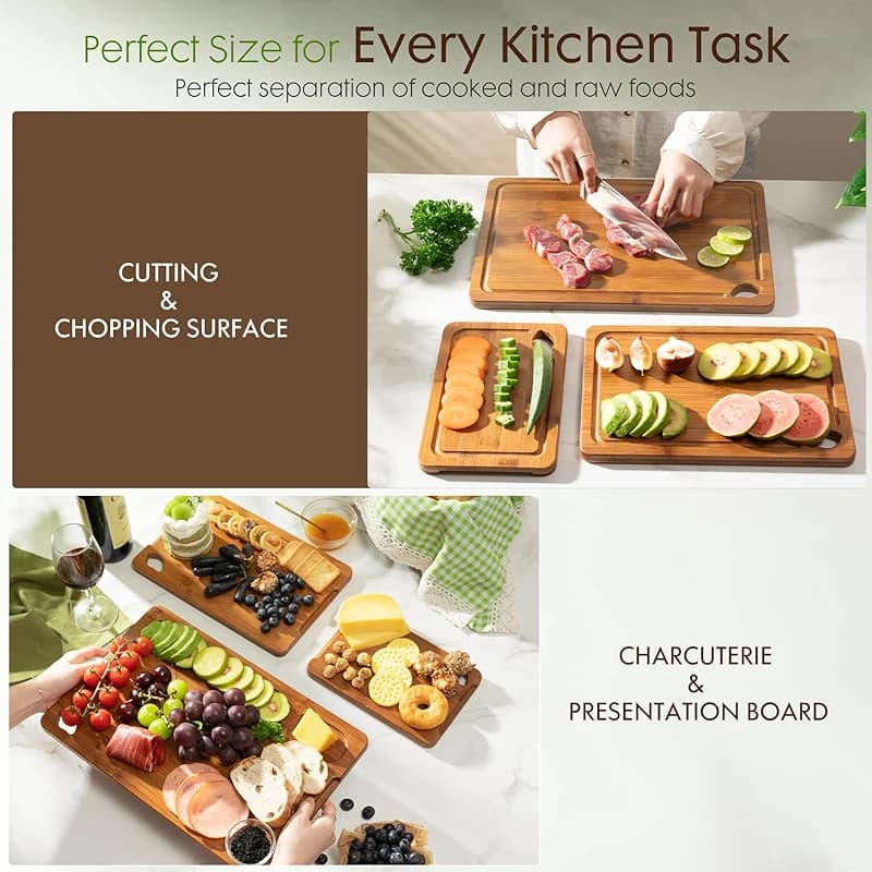 Astercook Deep-Carbonized Bamboo Cutting Boards for Kitchen with Wood — image 3