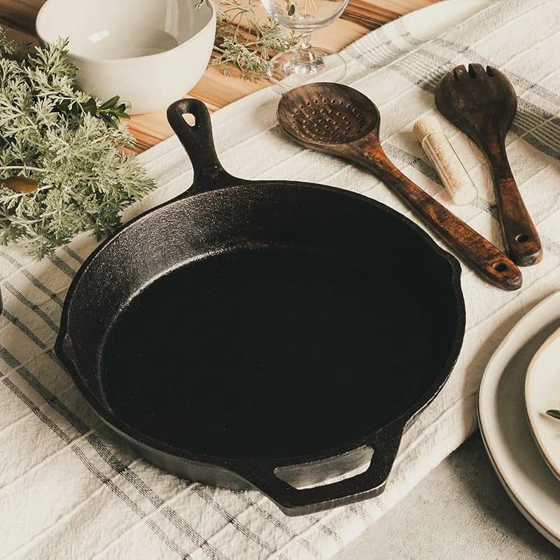 10-1/4 Inch Round Medium Pre-Seasoned Cast Iron Skillet — image 6