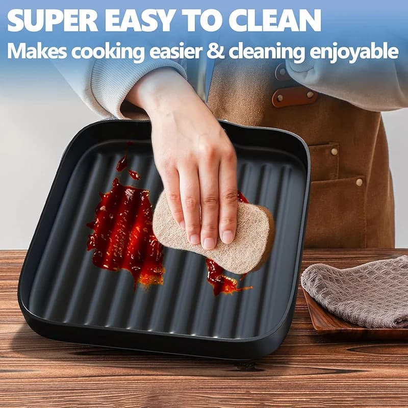 SafBbcue Square 11” Ridged Grill Pan - Non-Stick Ceramic Coated — image 5