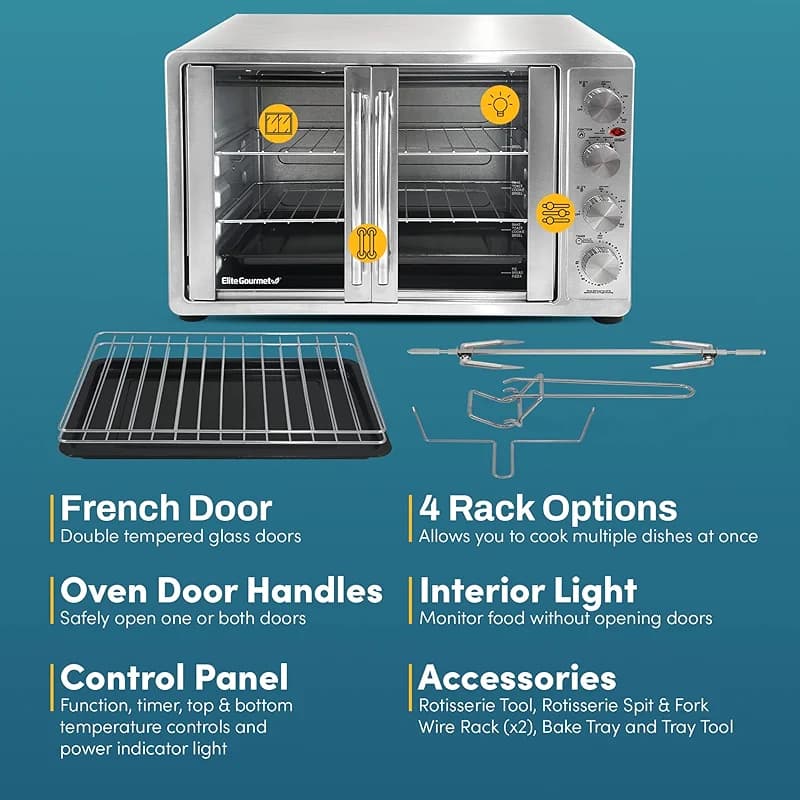 Elite Gourmet ETO4510MX French Door 47.5Qt — image 5