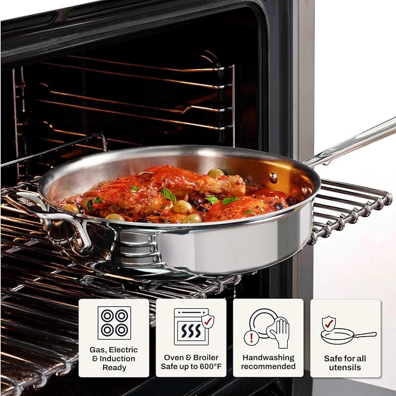 All-Clad D3® Stainless Steel 3 Quart Saute Pan Covered- Made in the USA: image 6